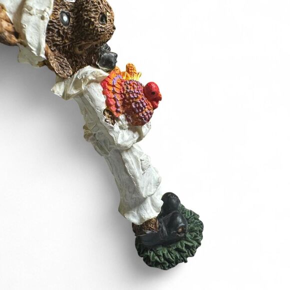 Thanksgiving Moose Figure Holding Turkey & White Outfit Decor - Picture 5 of 8